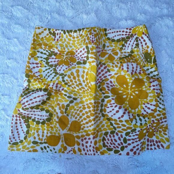J. Crew Women's Size 2 Mini A-Line Skirt 100% Linen Fiji Floral Yellow Casual - Picture 1 of 6